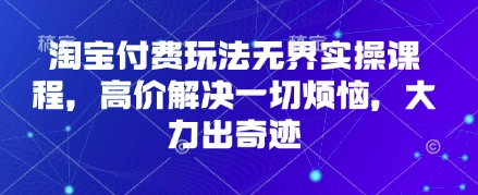 淘宝付费玩法无界实操课程，高价解决一切烦恼，大力出奇迹-小何资源库