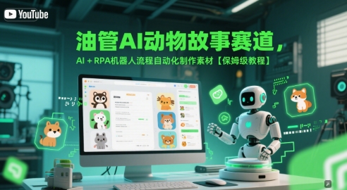 油管AI动物故事赛道，AI+RPA机器人流程自动化制作素材【保姆级教程】-小何资源库