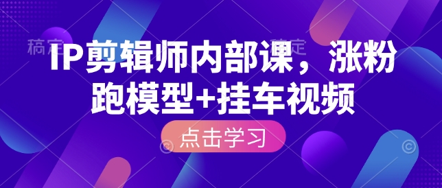 IP剪辑师内部课，涨粉跑模型+挂车视频-小何资源库