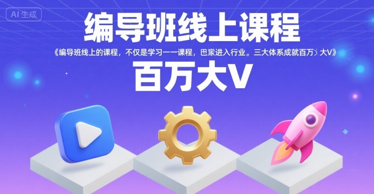 编导班线上课程，不仅是学习一门课程，更是进入一个行业，三大体系成就百万大V-小何资源库