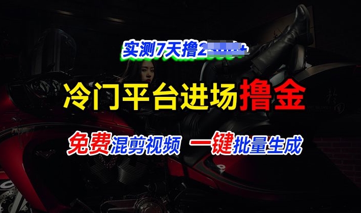 全新冷门平台视频，快速免费进场搞米，通过混剪视频一键批量生成，实测7天撸上千-小何资源库