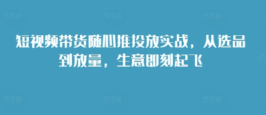 短视频带货随心推投放实战，从选品到放量，生意即刻起飞-小何资源库