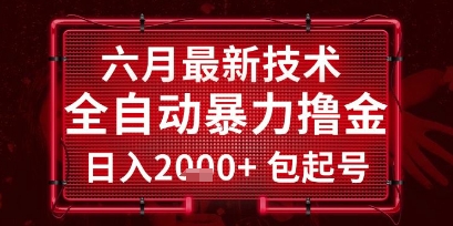 六月最新技术全自动暴力撸金，稳定日入2k+包起号，长期稳定【揭秘】-小何资源库