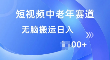 短视频中老年赛道，操作简单，多平台收益，无脑搬运日入多张-小何资源库