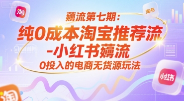 薅流第七期：纯0成本淘宝推荐流-小红书薅流最新版目，0投入的电商无货源玩法（附赠往期）-小何资源库