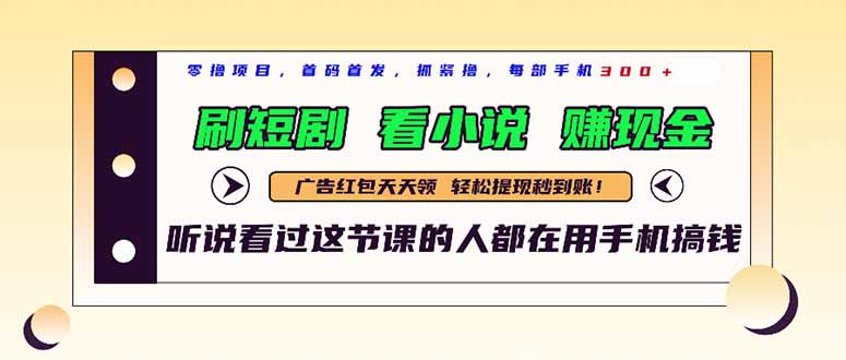 （14735期）最新短剧平台，刷短剧，看小说，赚现金，一部手机日入300+-小何资源库