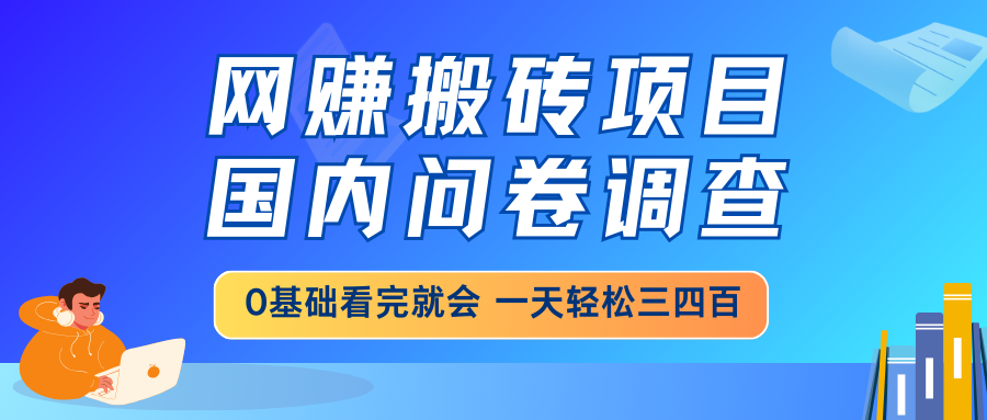 （14578期）网赚搬砖项目，国内问卷调查，0基础看完就会 一天轻松三四百，靠谱副业…-小何资源库