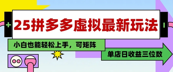 25最新拼多多虚拟电商，单店日入3位数，小白也能快速上手，保姆级教程-小何资源库