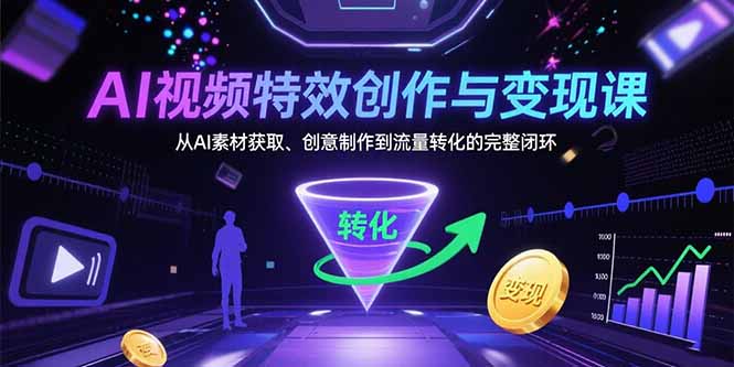 （15587期）AI视频特效创作与变现课：从AI素材获取、创意制作到流量转化的完整闭环-小何资源库
