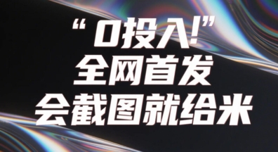 0投入，全网首发，会截图就给米，用户亲测有效，赶紧撸-小何资源库