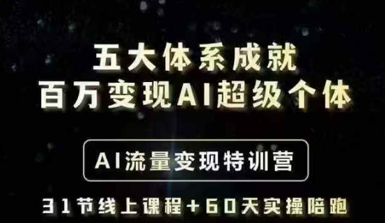 五大体系成就百万变现AI超级个体- AI流量变现特训营，一步一步教你一个人怎么年入百W-小何资源库