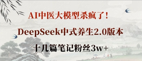 AI中医大模型杀疯了！DeepSeek中式养生2.0版本，十几篇笔记粉丝3w+-小何资源库