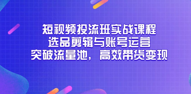 （14868期）短视频投流班实战课程，选品剪辑与账号运营，突破流量池，高效带货变现-小何资源库