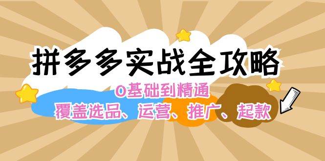 拼多多实战全攻略：0基础到精通，覆盖选品、运营、推广、起款-小何资源库