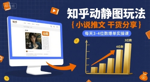小说推文干货分享之知乎动静图玩法，每天3-4位数爆单实操课-小何资源库