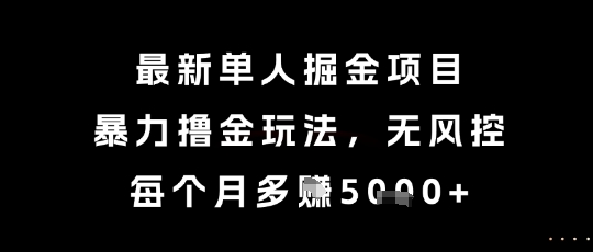 最新单人掘金项目，暴力撸金玩法，无风控，每个月多挣5k+【揭秘】-小何资源库
