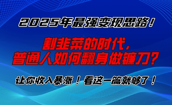 2025年最强变现思路，割韭菜的时代， 普通人如何翻身做镰刀？【揭秘】-小何资源库