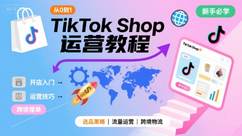 TikTok Shop从0到1运营教程，TikTok跨境电商新手必学课程-小何资源库