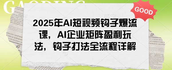 2025年AI短视频钩子爆流课，AI企业矩阵盈利玩法，钩子打法全流程详解-小何资源库