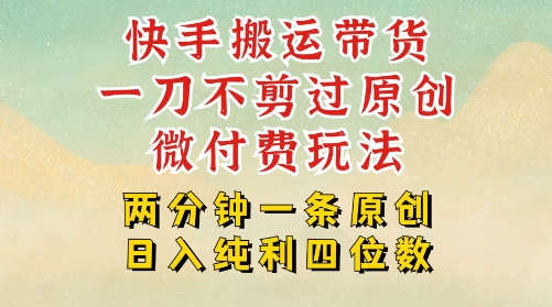 快手黑科技搬运带货，一刀不剪过原创，微付费投流玩法，轻松日入四位数，深层揭秘玩法-小何资源库