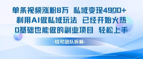 单条视频私域变现4.9k+利用AI做私域玩法 已经开始火热0基础也能做的副业项目轻松上手-小何资源库