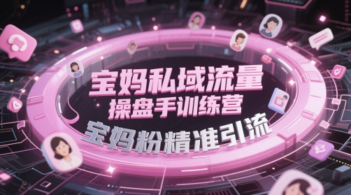 宝妈私域流量操盘手训练营，宝妈粉精准引流-小何资源库