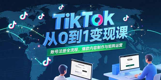 （15346期）TikTok从0到1变现课，账号注册全流程，爆款内容制作与矩阵运营-小何资源库