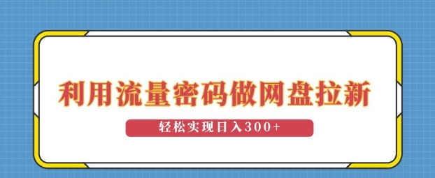 利用流量密码做网盘拉新，操作简单适合0基础小白，轻松实现日入3张-小何资源库