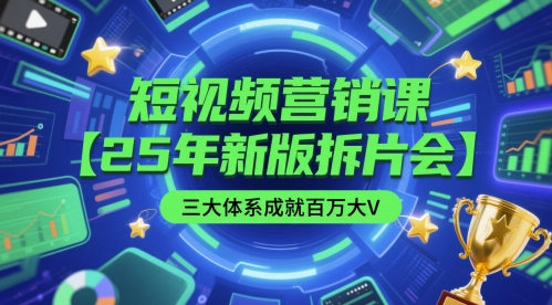 短视频营销课【25年新版拆片会】三大体系成就百万大V，包含正课、拆片会、手把手教学直播课等-小何资源库