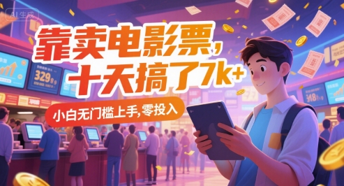 靠卖电影票，十天搞了7k+，小白无门槛上手，零投入【揭秘】-小何资源库