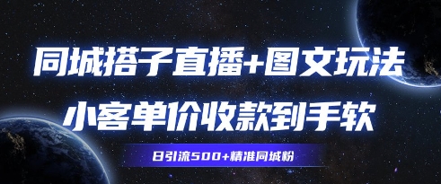 同城搭子图文+直播玩法拆解，小客单价收款到手软，引流500+精准同城粉-小何资源库