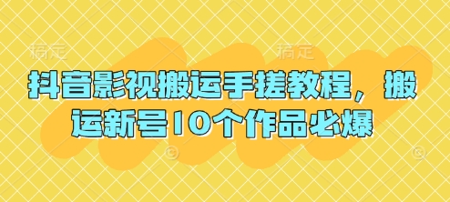 抖音影视搬运手搓教程，搬运新号10个作品必爆-小何资源库