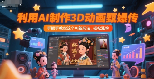 利用AI制作3D动画甄嬛传，流量爆了，手把手教你这个AI新玩法，轻松涨粉-小何资源库