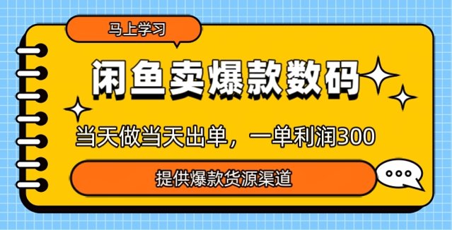 闲鱼卖爆款货源，当天做当天出单，一单利润3张-小何资源库