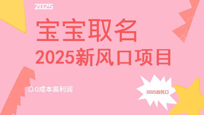 （14593期）2025新风口项目宝宝取名，0成本高利润，附保姆级教程，月入过万不是梦-小何资源库