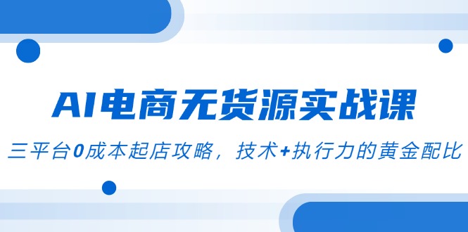 （14982期）AI电商无货源实战课，三平台0成本起店攻略，技术+执行力的黄金配比-小何资源库