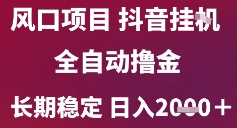 风口项目，六月最新玩法抖音无人挂G，全自动撸金，长期稳定 日入2k+【揭秘】-小何资源库