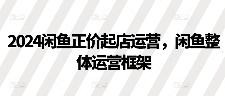 2024闲鱼正价起店运营，闲鱼整体运营框架-小何资源库