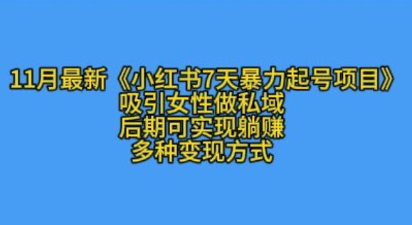 K总部落11月最新小红书7天暴力起号项目，吸引女性做私域【揭秘】-小何资源库