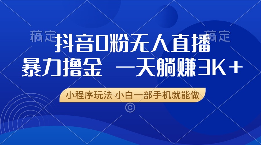 （13449期）抖音0粉无人直播暴力掘金，一天躺赚3K+，小白一部手机就能做-小何资源库