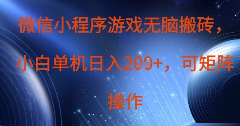 微信小程序游戏无脑搬砖，单设备日入2张+，可矩阵操作-小何资源库