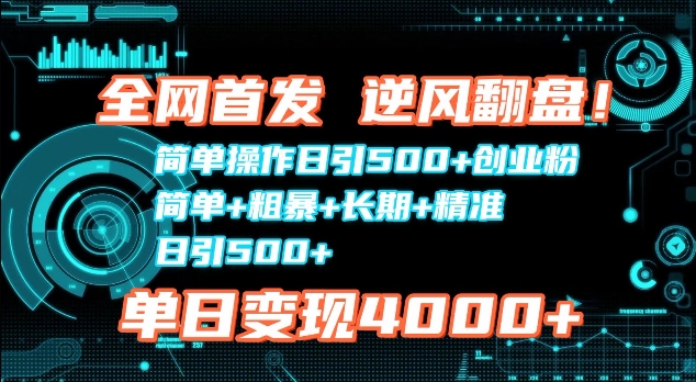 全网首发，简单操作日引500+创业粉，简单+粗暴+长期+精准-小何资源库