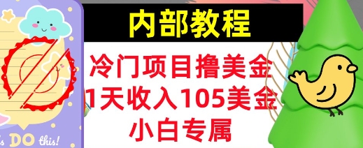 冷门项目撸美金，小白专属，1天收入105美刀，0门槛，内部教程-小何资源库