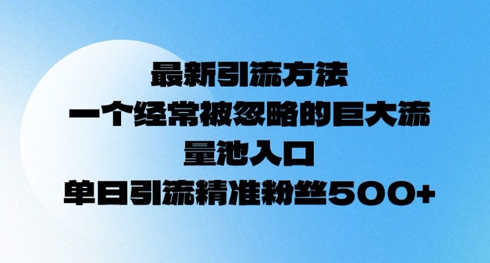 最新引流方法，一个经常被忽略的巨大流量池入口，单日精准引流粉丝500-小何资源库