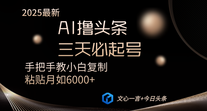 （14102期）AI撸头条三天必起号手把手教小白复制粘贴月入6000+教程-小何资源库