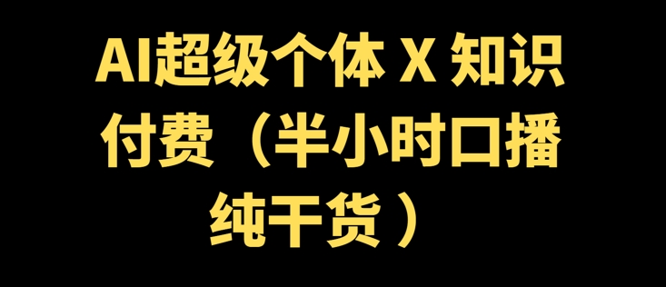 AI超级个体 + 知识付费(半小时口播纯干货 )-小何资源库