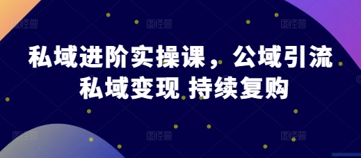 私域进阶实操课，公域引流 私域变现 持续复购-小何资源库