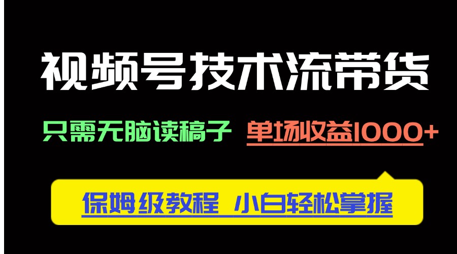 （14476期）视频号技术流带货，只需无脑读稿子，单场收益1000+ 保姆级教程，小白轻…-小何资源库