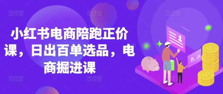 小红书电商陪跑正价课，小红书官方认证电商讲师教学，日出百单选品，电商掘进课-小何资源库