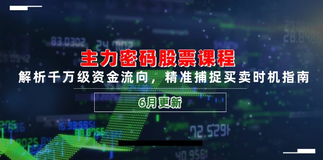 （14976期）主力密码股票课程，解析千万级资金流向，精准捕捉买卖时机指南（6月更新）-小何资源库